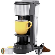 CHEFMAN 1인용 커피 메이커 K 컵 머신: K-Cup 포드 및 그라운드 커피와 호환 브루 155~355ml(6~12온스) 드립 1.2L(40온스) 물 저장소 리프트