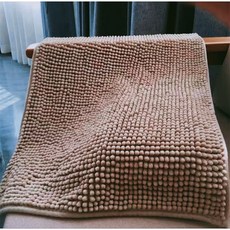 MUSE+ HOME MATE 雪尼爾地墊 吸水防滑浴室腳踏墊, 1個, 短毛球-泰迪熊棕,40X60