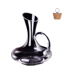瀑布式快速玻璃醒酒器 居家葡萄酒倒酒儲存分酒專用壺具, 1個, 帶把醒酒器木塞, 1600ml