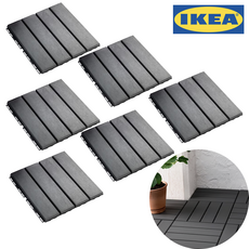 이케아 플라스틱 일자 바닥재 룬넨 데코타일 조립마루, 6개, 다크그레이