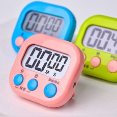 廚房計時器 學生倒計時提醒器 烘焙烹飪家用定時器, 1個, 陞級款 大屏幕顯示+大音量 +送電池, 粉色一衹 開關+記憶+磁鐵+1電池