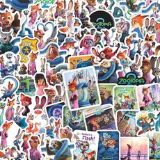 新款熱銷總鏈diy電影手賬本筆記本裝飾文創貼畫, 1個, 100張卡通瘋狂動物城貼紙