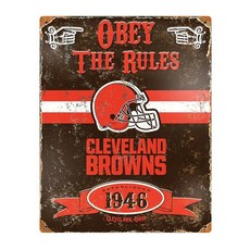 Party Animal NFL Football 엠보싱 메탈 빈티지 벽 데코 침실 사무실 또는 팬 동굴을 위한 튼튼한 금속 벽 아트 36.8 x 29.2cm(14.5 x 1, Cleveland Browns, Cleveland Browns