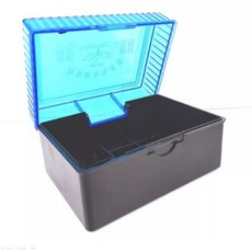 多格分類透明蓋印章盒，辦公室桌面印章收納整理盒，防塵耐用印章保護盒, 藍蓋