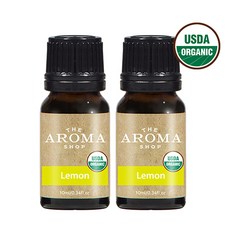 더아로마샵 USDA 유기농 에센셜오일 디퓨저 아로마테라피 숙면 힐링, 2개, 10ml, 레몬 유기농 에센셜오일