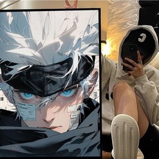 주술회전 보석십자수 장식 큐빅 만들기 DIY 공예 캐릭터 고죠 사토루, 1개, 다이아몬드 페인팅 70x90cm