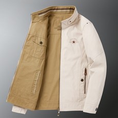 男士純棉寬鬆立領夾克外套 - 商務休閒雙面穿中老年男裝