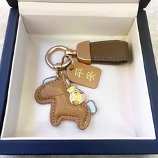 馬上有錢 平安鑰匙圈 2026 最新款 可愛小馬 包包吊飾, 棕色, 1個