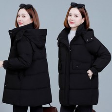 羽絨外套女新款白鴨絨保暖隔熱防水中長版寬鬆麵包服冬季防風防寒連帽可拆卸休閒羽絨衣服登山服