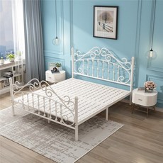 유럽풍 엔틱 슈퍼싱글 철제 침대 프레임 데이베드 1.8m, 4.화이트키높이업그레이드침대