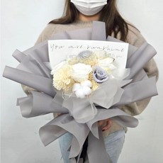 銀霧白雪 情人節花束 告白花束 乾燥花束 情人節送禮 求婚花束 (台灣現貨開發票), 1個, 情人節花束【銀霧白雪】