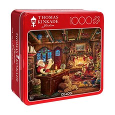 Buffalo Games - Thomas Kinkade - 산타 체킹 그의 목록 - 1000피스 크리스마스 프리미엄 수집가의 주석 직소 퍼즐 - 성인용 축제 휴일 퍼즐 - 겨
