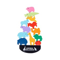 JoyBaby 積木疊疊樂 動物造型平衡積木，寶寶早教益智玩具，訓練手眼協調, 動物世界-疊疊樂, 1個