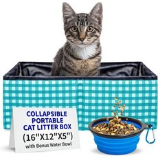 애견 캐리어 카시트 반려견 반려동물 생활에 적합 - 활기찬 접이식 여행용 고양이 쓰레기통 휴대용 컴팩트 디자인 보너스 물그릇 자동차 및 캠핑에 이상적 재사용 가능 안전 청록색, Teal