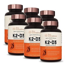 라이브 컨셔스 비타민 K2 MK7 플러스 D3 5000 IU 소프트젤 Live Conscious Vitamin K2 MK7 D3, 60정, 6개