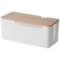 木蓋電線收納盒 集線盒 電線收納盒 充電線收納盒 數據線收納盒 收線盒, 白, 1個