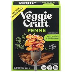 Veggiecraft Farms Penne Pasta- 저탄수화물 파스타 단백질 완두콩 콜리플라워 포함 렌즈콩 식물 기반 케토 친화적 글루텐 프리 비건 - 226.8g8온스 [