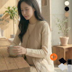 굿즈포워드 여성 경량 패딩조끼 베스트 봄에 입기 좋은 편안하고 따뜻한 물결 퀄팅 슬림핏