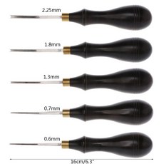 가죽 가장자리 크리저 스틸 블레이드 에보니 블랙 우드 얕은 그루브 크래프트 마크 도구 16cm, 1.3mm, 1개