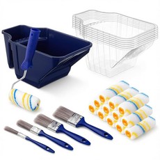 Fiwochic 24피스 페인트 버킷 핸드 헬드 세트 1.5kg(52온스) 페인트 컵 및 통 라이너 롤러 프레임 극세사 롤러 커버 장식 수리 소형 및 코팅 프로젝트에, Fiwochic 24피스 페인트 버킷 핸드 헬드 세트,