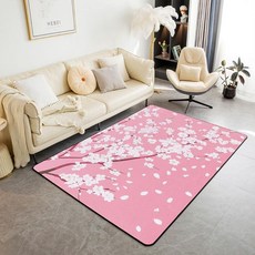 [ 1204585 ] Feelyou 아동용 벚꽃 부분 러그 7.6x12.7cm(3x5인치) 남아 여아 사쿠라 플라워 액센트 일본 스타일 거실 나뭇가지 꽃 식물 실내 바닥 매트
