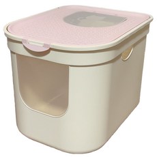 特大號頂入式全封閉貓砂盆，防外濺貓砂盆，附貓砂鏟，貓咪如廁好安心, 特大粉, 1個