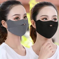 냉장고 안면 마스크 여름 쿨 등산 골프 얼굴 자외선 차단 햇빛 가리개, 검정+그레이, 1개