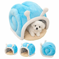 프라홈 골뱅이 애견 애묘 애착 하우스 방석 강아지집 숨숨집, 1개, 블루