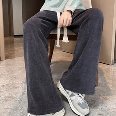 SOON2DLE 女士燈芯絨拉絨闊腿褲