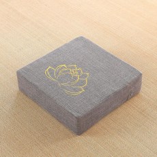 AIRASI 사각 쿠션 두꺼운 다다미 좌식 방석 메모리폼 큰 대형, 라이트 그레이 자수_길이50 폭50 높이6 cm