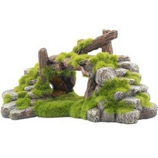 ASPALAND 수족관 오브제 은신처 수족관 입상 유목 이끼 장식 메다카 금붕어 새우 수지, 1개