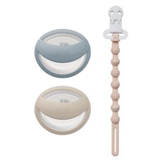 누크 마미필 쪽쪽이 X 토트랩 쪽쪽이 홀더 SET, 1세트, 블루,그레이지+코스믹라떼베이지, S1 (0~9개월)