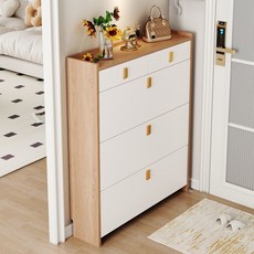 좁은 현관 신발장 슬림 신발장 대용량 신발 정리장 60/80CM, 3단, 화이트 80*17*120