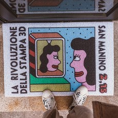마츠리센 PVC 현관 코일매트 90x60cm, 1개, 그레이스