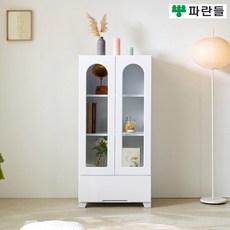 [다오름] [착불배송] 파란들가구 화이트 600 서랍 유리문장식장 수납장 거실장식장, 상세 설명 참조