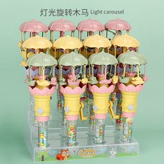 崇威糖果網紅手搖玩具旋轉木馬手搖發光玩具糖果棒整盒12支裝糖果色聲光玩具, 1盒12支裝+展示架×1個
