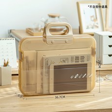투명파일 A4 손잡이 투명 서류 파일가방 문서 보관함 서예 자료 아크릴 꽂이 시험지 수납에 최적, 1개, 카키색