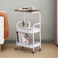 스텔라룸 철제 이동식 트롤리 선반, 화이트