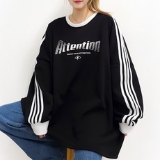 [면/기모선택 5XL] 어텐션 트랙 맨투맨 55~99까지 2COLOR 국내생산 빅사이즈 오버사이즈 루즈핏 남여공용 홈웨어 박스맨투맨