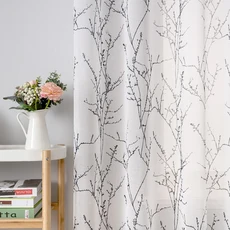현대 인쇄 나뭇 가지 거실을위한 깎아 지른 커튼 침실 키즈 룸 Tulle Kitchen Window Treatment Drapes