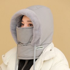 다나몰 바라클라바 넥워머 후드 겨울모자 방한, 그레이, 1개
