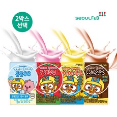 서울에프엔비 뽀로로우유 2박스 흰 딸기 바나나 초코우유, 140ml, 48개