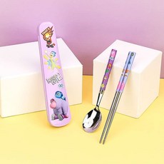 점심수저 슬림한수저통 인사이드아웃2 주니어 스텐 케이스 3P, 본품