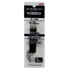 미쯔비시 유니 제트스트림 멀티펜 전용 SXR-80 리필심 0.38mm, 블랙, 5개