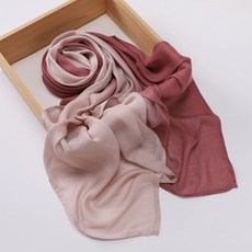 히잡 스카프 그라데이션 컬러 투톤 타이다이 코튼 숄 무슬림 여성용 랩 헤어밴드 이슬람 터번 푸라르