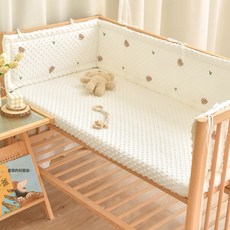 嬰兒牀圍豆豆絨防撞緩衝軟包寶寶安撫兒童牀拼接牀圍擋一片式裝, 1個, 森林熊