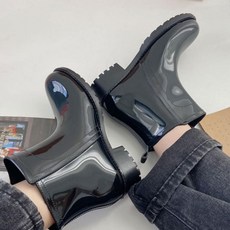 장마철 소프트 패션장화 미들 에나멜장화 레인부츠