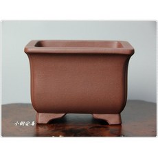 【小樹安每】中國盆缽 [中國宜興] 紫泥外緣段足長方鉢 12cm, 1個