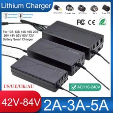42V 54.6V 58.8V 67.2V 2A 3A 5A 리튬 배터리 충전기 10S 36V 팩 고속, 03 번들 2, 02 5A, 03 54.6V 13S Charger