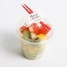 투명컵 8온스 240ml 7.8 x 11 cm + 돔뚜껑 + 스티커 + 미니포크 세트, 25개, 1세트